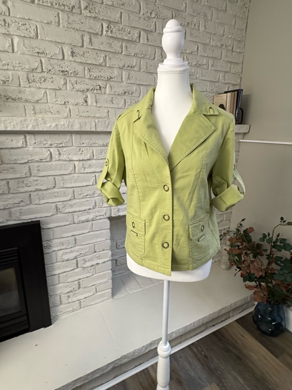 Allison Daley Lime Green Utility Shacket Jacket Blazer 8P
